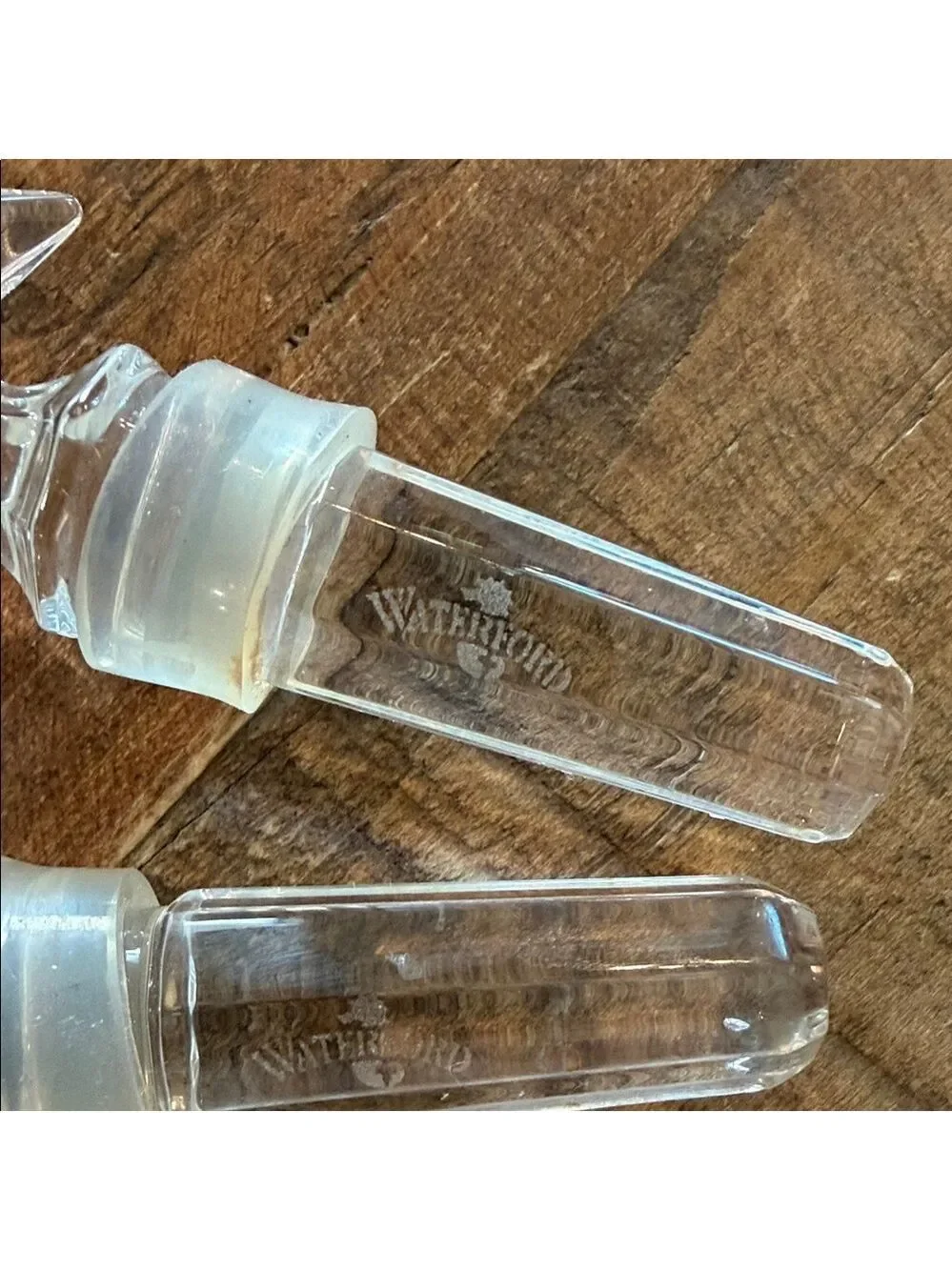 Waterford Crystle Pair of 2 Clear Star or Snowflake Wine Bottle Stoppers 4.5”